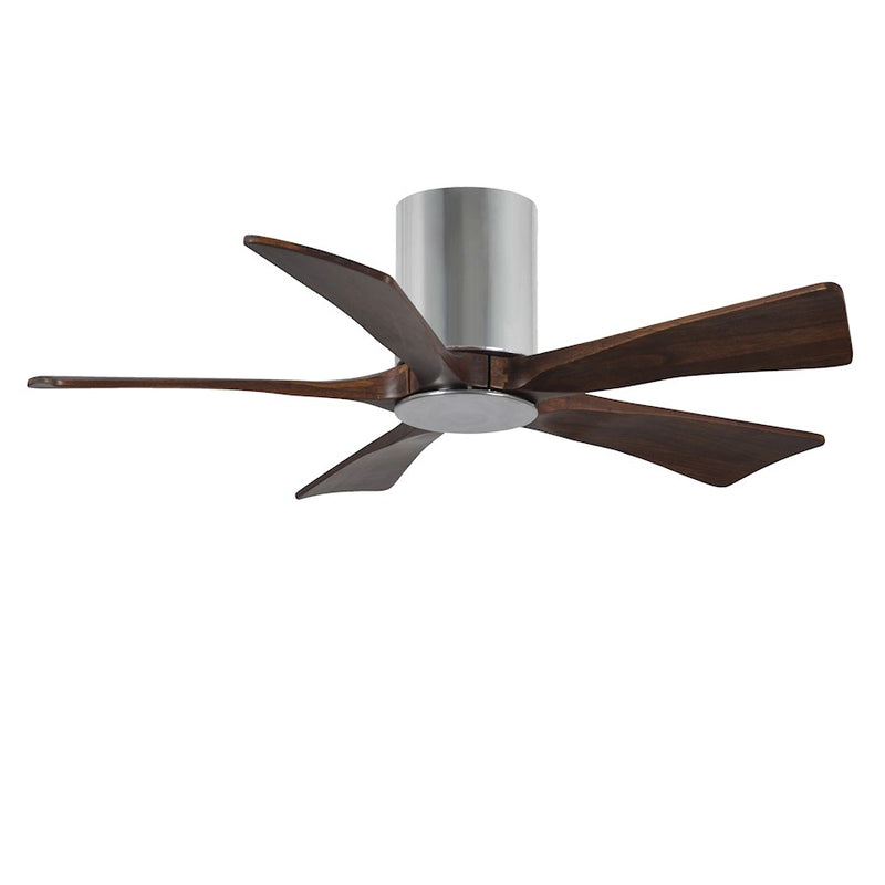 Matthews Fan Irene-HLK 42in 5-Blade Ceiling Fan | Polished Chrome and Walnut Solid Wood Blades | Bedroom & Living Room | Model IR5HLK-CR-WA-42