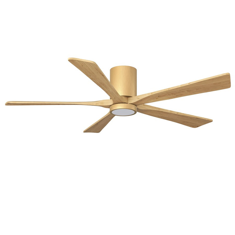 Matthews Fans Irene-5HLK 60in 5-Blade Flush Mount Ceiling Fan | Light Maple Solid Wood Blades | Great Room & Covered Patio | Model IR5HLK-LM-LM-60