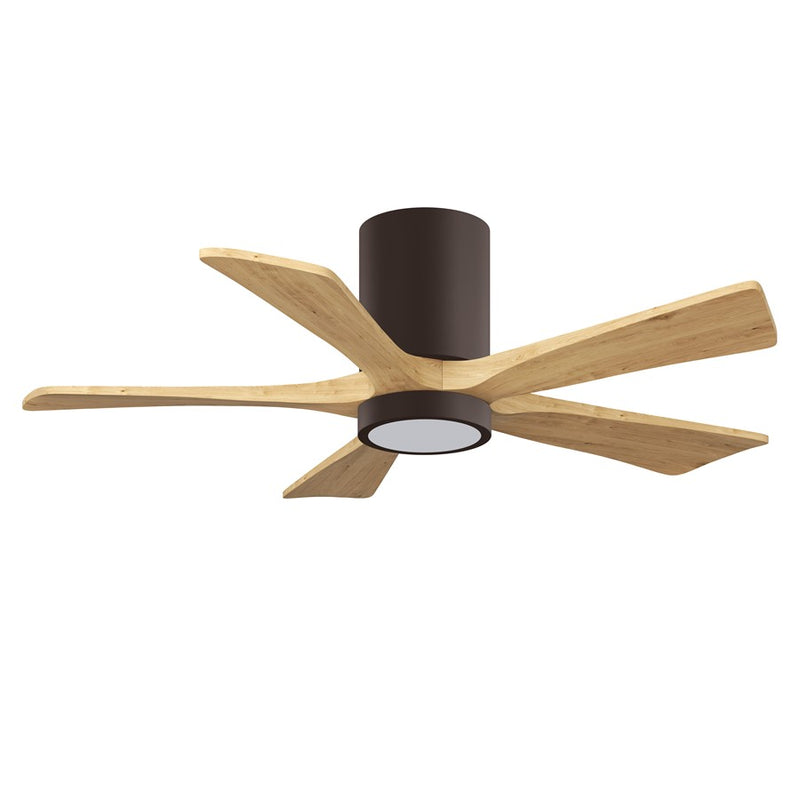 Matthews Fans Irene 5HLK 42in 5-Blade Flush Mount Ceiling Fan | Textured Bronze and Light Maple Wood Blades | Bedroom | Model IR5HLK-TB-LM-42