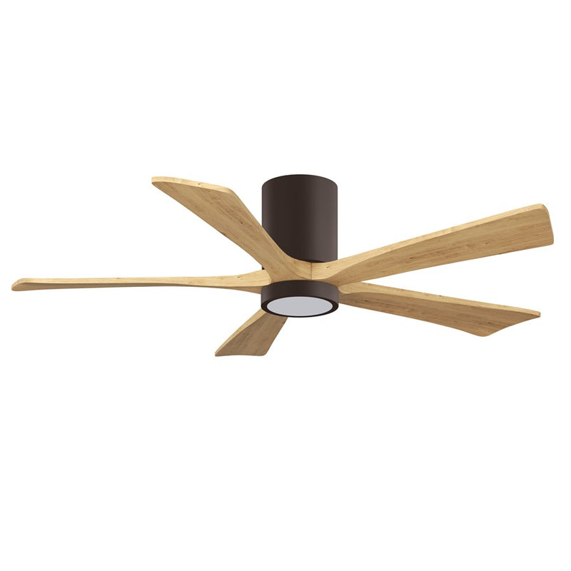 Matthews Fans Irene-5HLK 52in 5-Blade Flush Mount Ceiling Fan | Textured Bronze and Light Maple Wood | Large Living Room | Model IR5HLK-TB-LM-52