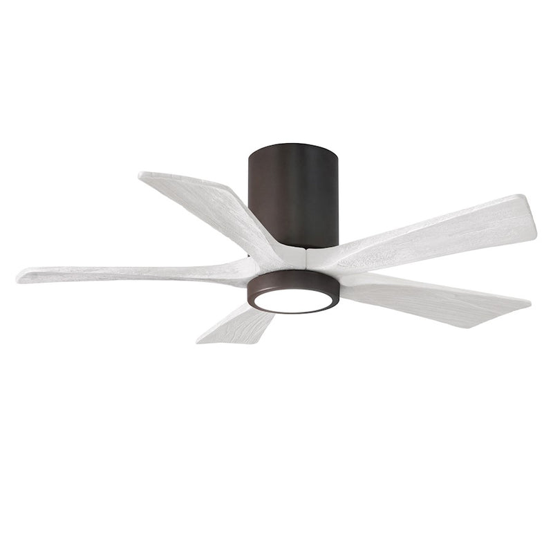 Matthews Fans Irene-5HLK 42in 5-Blade Flush Mount Ceiling Fan | Textured Bronze and Matte White Wood | Bedroom & Covered | Model IR5HLK-TB-MWH-42