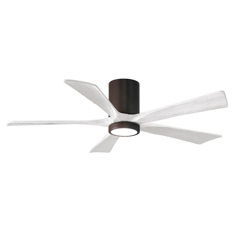 Matthews Fans Irene-5HLK 52in 5-Blade Flush Mount Ceiling Fan | Textured Bronze and Matte White Wood | Living Room & Covered | Model IR5HLK-TB-MWH-52