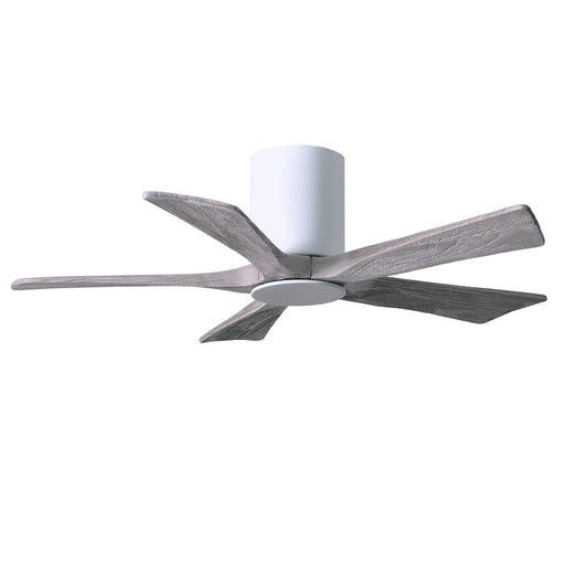 Matthews Fan Irene-HLK 42in 5-Blade Flush Mount Ceiling Fan | Gloss White and Barn Wood Solid Wood Blades | Bedroom & Living | Model IR5HLK-WH-BW-42