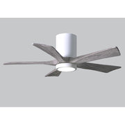 Matthews Fan Irene-HLK 42in 5-Blade Flush Mount Ceiling Fan | Gloss White and Barn Wood Solid Wood Blades | Bedroom & Living | Model IR5HLK-WH-BW-42