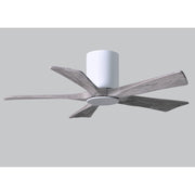 Matthews Fan Irene-HLK 42in 5-Blade Flush Mount Ceiling Fan | Gloss White and Barn Wood Solid Wood Blades | Bedroom & Living | Model IR5HLK-WH-BW-42
