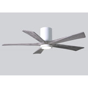 Matthews Fan Irene-HLK 52in 5-Blade Flush Mount Ceiling Fan | Gloss White and Barn Wood Solid Wood Blades | Bedroom & Living | Model IR5HLK-WH-BW-52