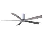 Matthews Fan Irene-HLK 60in 5-Blade Flush Mount Ceiling Fan | Gloss White and Barn Wood Solid Wood Blades | Bedroom & Living | Model IR5HLK-WH-BW-60