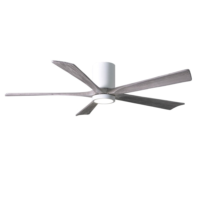 Matthews Fan Irene-HLK 60in 5-Blade Flush Mount Ceiling Fan | Gloss White and Barn Wood Solid Wood Blades | Bedroom & Living | Model IR5HLK-WH-BW-60