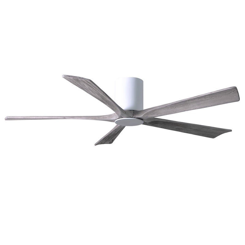 Matthews Fan Irene-HLK 60in 5-Blade Flush Mount Ceiling Fan | Gloss White and Barn Wood Solid Wood Blades | Bedroom & Living | Model IR5HLK-WH-BW-60