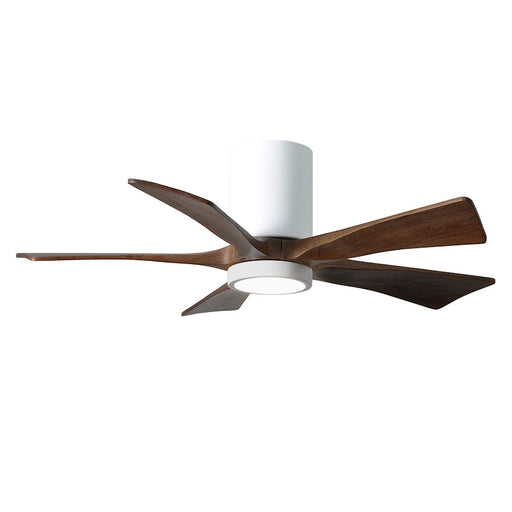 Matthews Fan Irene-HLK 42in 5-Blade Flush Mount Ceiling Fan | Gloss White and Walnut Solid Wood Blades | Bedroom & Living | Model IR5HLK-WH-WA-42