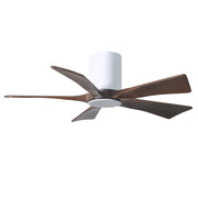 Matthews Fan Irene-HLK 42in 5-Blade Flush Mount Ceiling Fan | Gloss White and Walnut Solid Wood Blades | Bedroom & Living | Model IR5HLK-WH-WA-42