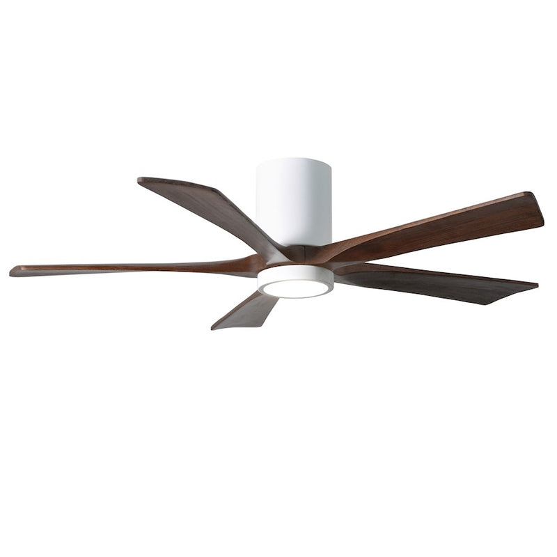 Matthews Fan Irene-HLK 52in 5-Blade Flush Mount Ceiling Fan | Gloss White and Walnut Wood Blades | Bedroom & Living Room | Model IR5HLK-WH-WA-52