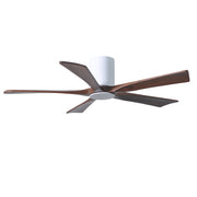 Matthews Fan Irene-HLK 52in 5-Blade Flush Mount Ceiling Fan | Gloss White and Walnut Wood Blades | Bedroom & Living Room | Model IR5HLK-WH-WA-52