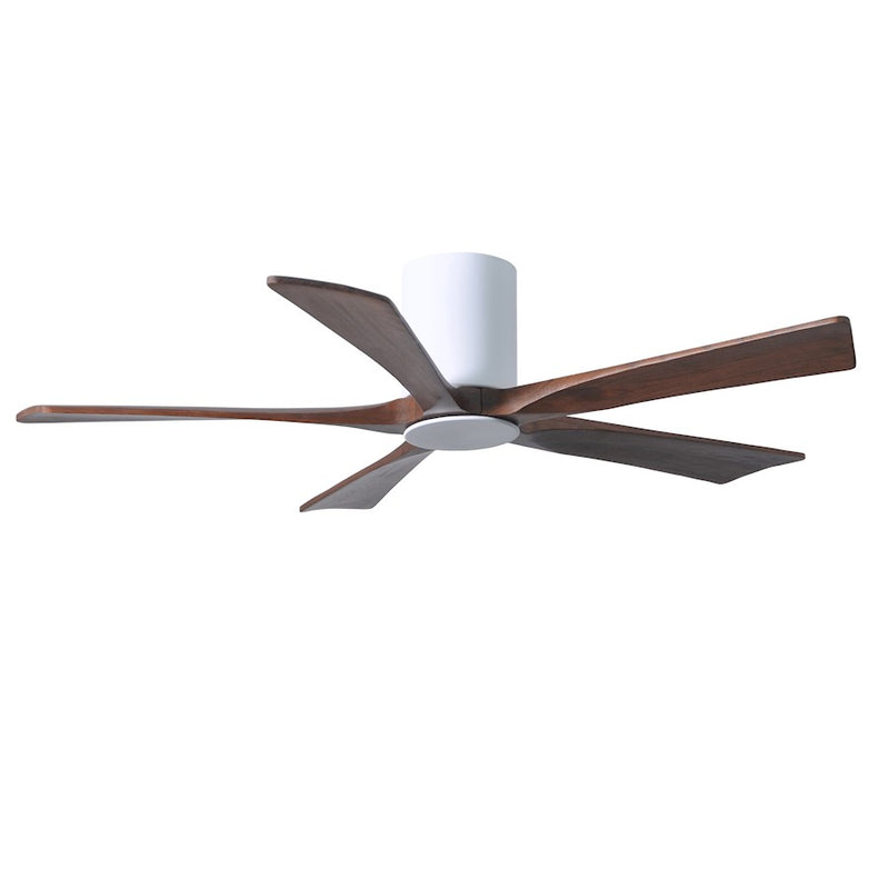 Matthews Fan Irene-HLK 52in 5-Blade Flush Mount Ceiling Fan | Gloss White and Walnut Wood Blades | Bedroom & Living Room | Model IR5HLK-WH-WA-52