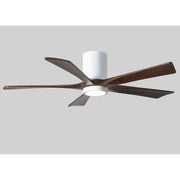 Matthews Fan Irene-HLK 52in 5-Blade Flush Mount Ceiling Fan | Gloss White and Walnut Wood Blades | Bedroom & Living Room | Model IR5HLK-WH-WA-52