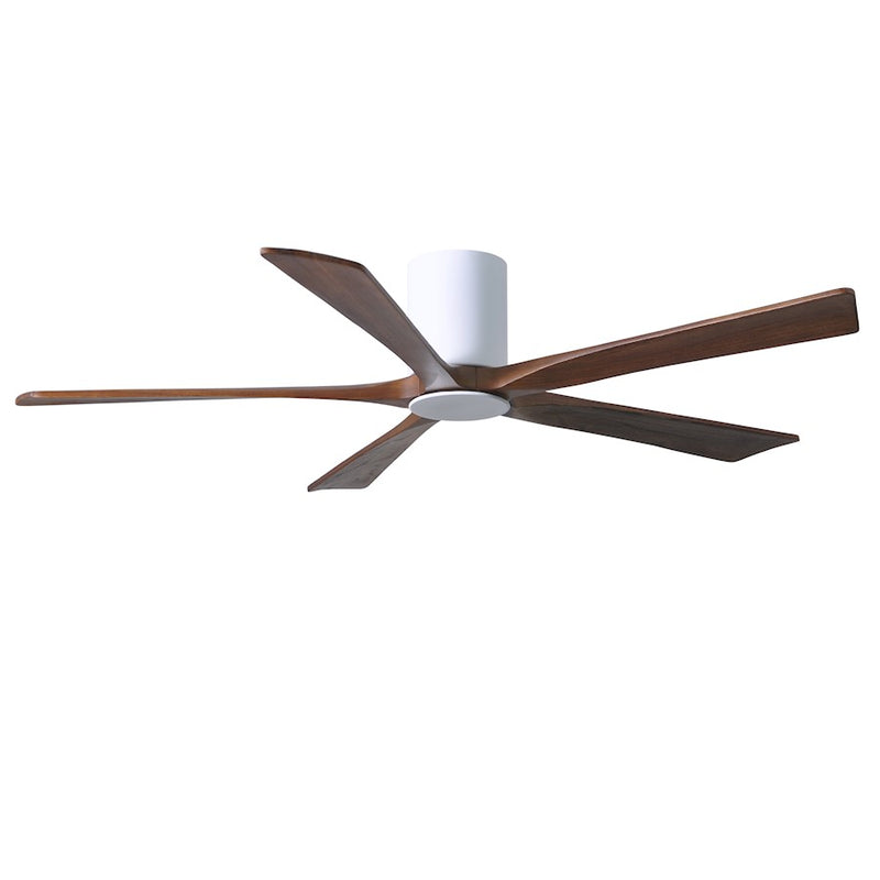 Matthews Fan Irene-HLK 60in 5-Blade Flush Mount Ceiling Fan | Gloss White and Walnut Wood Blades | Bedroom & Living Room | Model IR5HLK-WH-WA-60