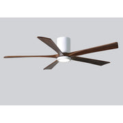 Matthews Fan Irene-HLK 60in 5-Blade Flush Mount Ceiling Fan | Gloss White and Walnut Wood Blades | Bedroom & Living Room | Model IR5HLK-WH-WA-60