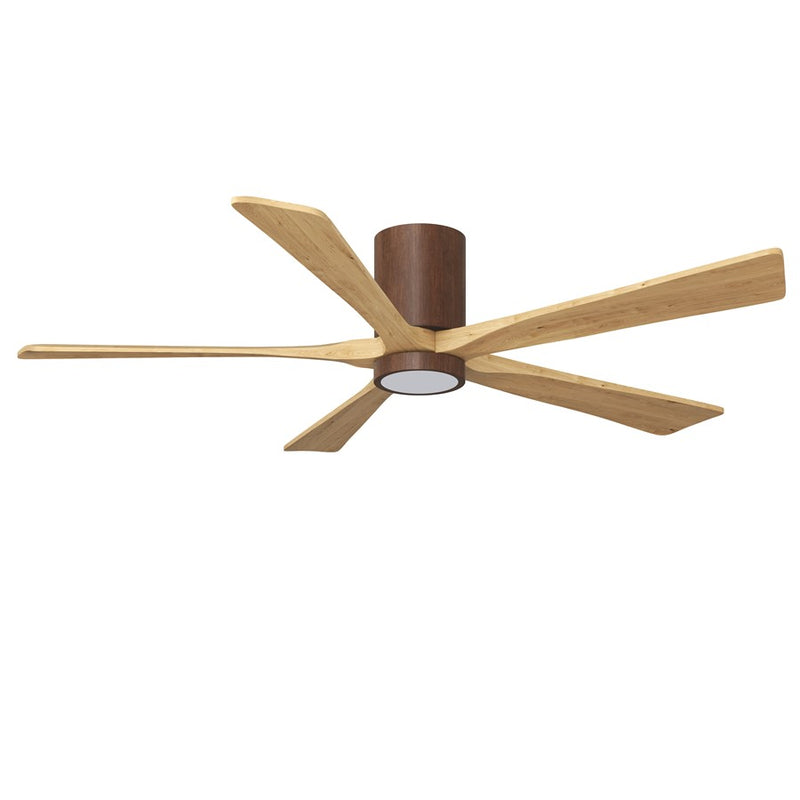 Matthews Fans Irene-5HLK 60in 5-Blade Flush Mount Ceiling Fan | Walnut & Light Maple Solid Wood | Great Room & Open Concept | Model IR5HLK-WN-LM-60