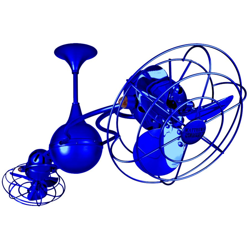 Matthews Fans Italo Ventania 60in Rotational Ceiling Fan | Safira and Metal | Living Room & Covered Patio | 60 x 60 x 14 in | Model IV-BLUE-MTL