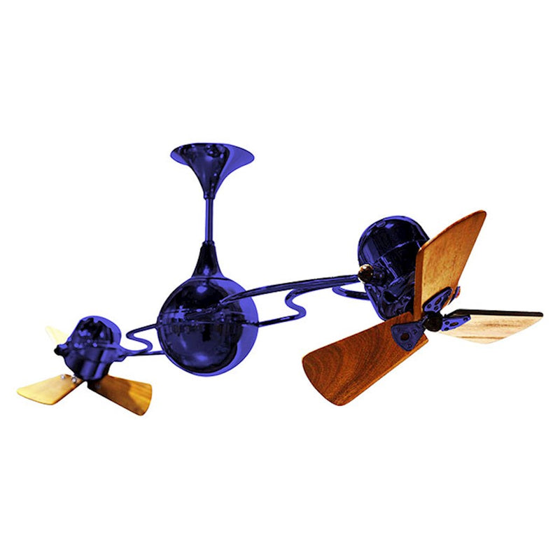Matthews Fans Italo Ventania 62in Rotational Ceiling Fan | Safira and Mahogany Wood | Living Room & Covered Patio | 62 x 62 x 14 in | Model IV-BLUE-WD