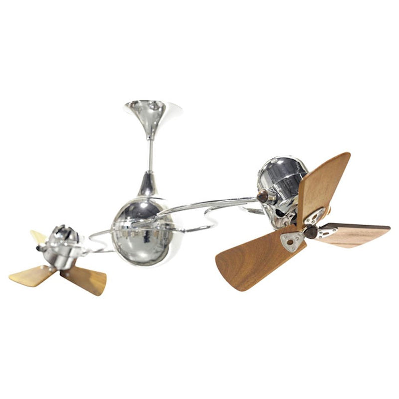 Matthews Fan Company Italo Ventania 53in Chrome Wood Ceiling Fan | Handmade Steel with Mahogany Blades | Living Room & Bedroom | Model IV-CR-WD