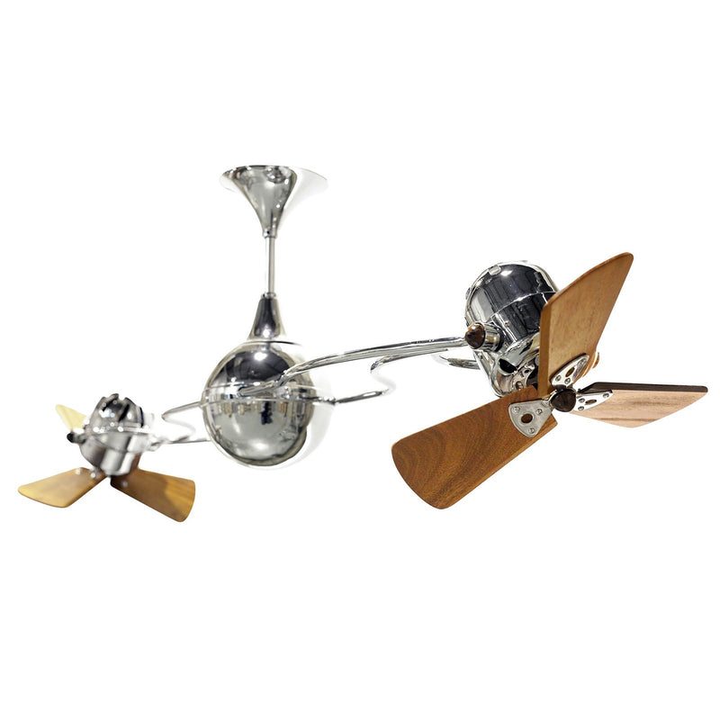 Matthews Fan Company Italo Ventania 53in Chrome Wood Ceiling Fan | Handmade Steel with Mahogany Blades | Living Room & Bedroom | Model IV-CR-WD