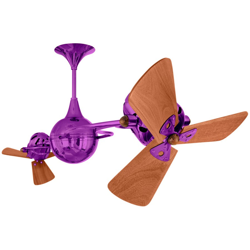 Matthews Fans Italo Ventania 62in 6-Blade Rotational Ceiling Fan | Contemporary Ametista & Mahogany Wood | Living Room | Model IV-LTPURPLE-WD