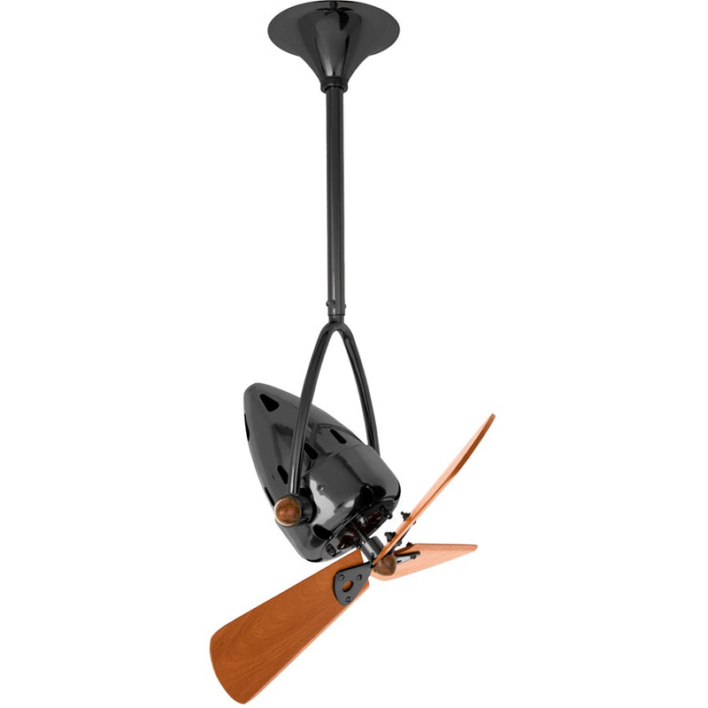 Matthews Fans Jarold 16in 3-Blade Directional Ceiling Fan | Contemporary Black Nickel and Mahogany Wood Blades | Covered Patio | Model JD-BKN-WD