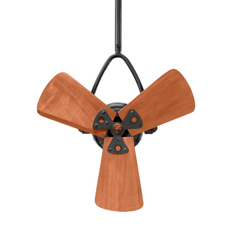 Matthews Fans Jarold 16in 3-Blade Directional Ceiling Fan | Contemporary Black Nickel and Mahogany Wood Blades | Covered Patio | Model JD-BKN-WD