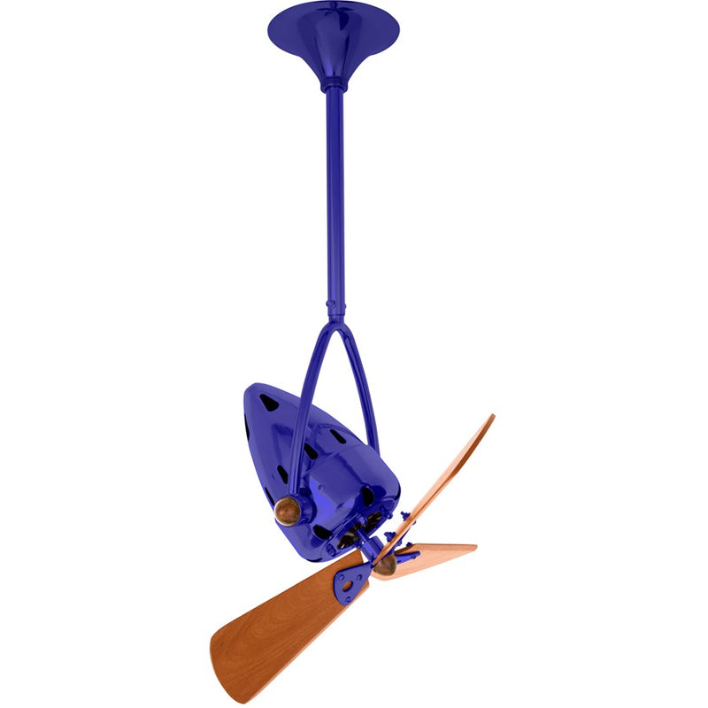 Matthews Fans Jarold 16in 3-Blade Directional Ceiling Fan | Contemporary Safira and Mahogany Wood Blades | Covered Patio & Sunroom | Model JD-BLUE-WD