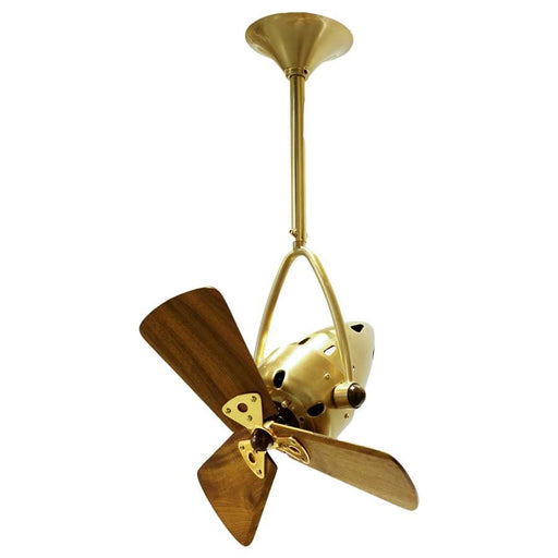 Matthews Fan Company Jarold Directional 16in Ceiling Fan | Brushed Copper and Mahogany Wood | Indoor & Covered Patio | Model JD-BRCP-WD