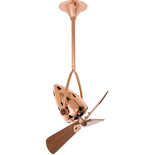 Matthews Fan Company Jarold Directional 16in Ceiling Fan | Polished Copper Steel and Mahogany Blades | Indoor & Covered Patio | Model JD-CP-WD