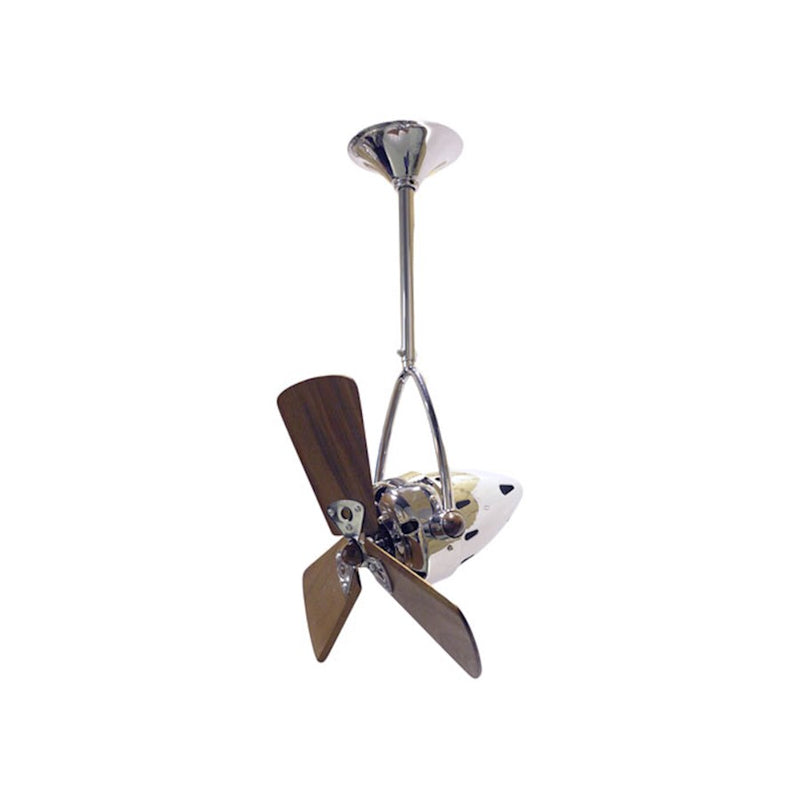 Matthews Fan Company Jarold Directional 16in Ceiling Fan | Chrome Steel and Mahogany Blades | Bedroom & Living Room | 16 x 16 x 16 in | Model JD-CR-WD