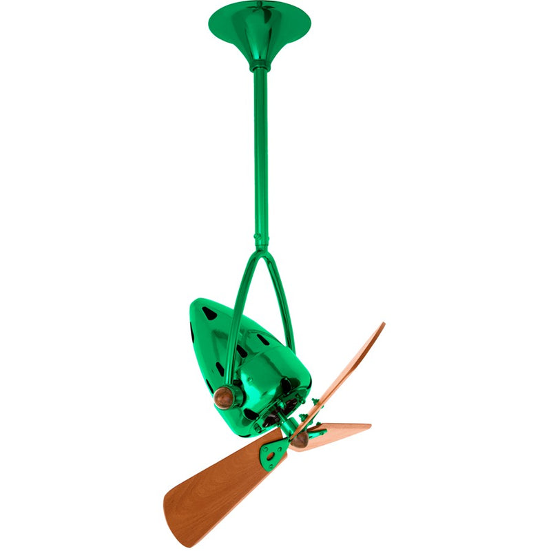 Matthews Fans Jarold 16in Directional Ceiling Fan | Contemporary Esmeralda and Mahogany Wood | Living Room & Bedroom | Model JD-GREEN-WD