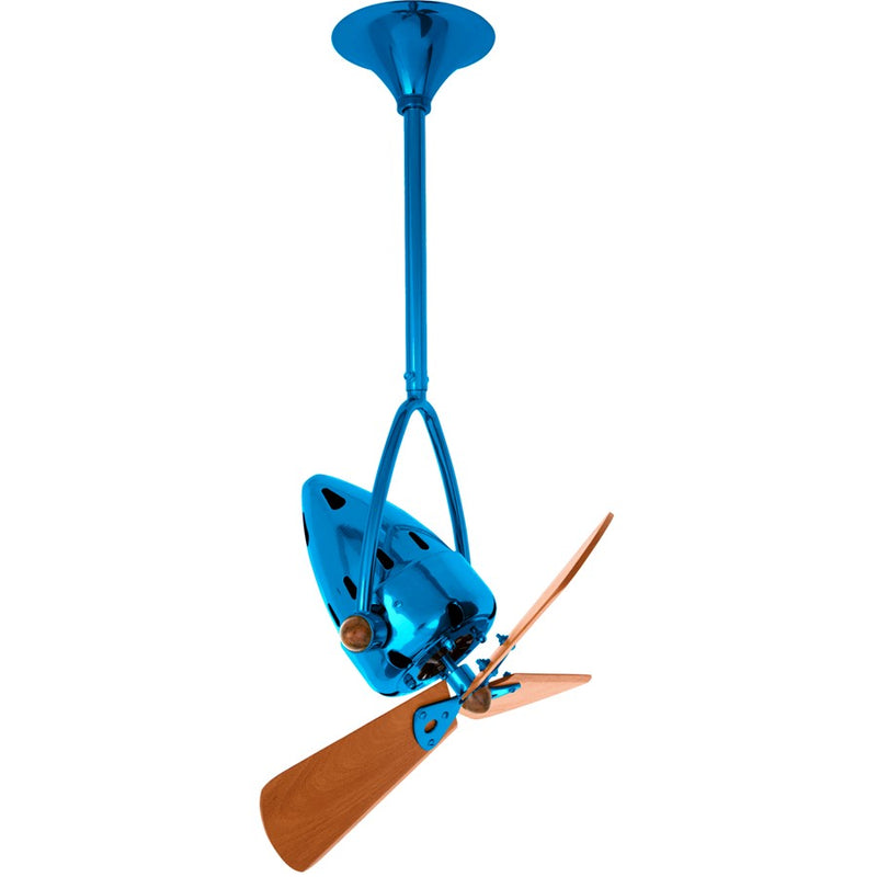 Matthews Fans Jarold 16in Directional Ceiling Fan | Contemporary Agua Marinha and Mahogany Wood | Living Room & Bedroom | Model JD-LTBLUE-WD