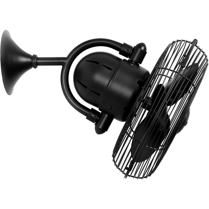 Matthews Fans Kaye 13in 3-Blade Oscillating Wall Fan | Matte Black Cast Aluminum | Covered Patio & Sunroom | 17.5 x 13 x 17.5 in | Model KC-BK