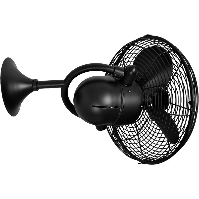 Matthews Fans Kaye 13in 3-Blade Oscillating Wall Fan | Matte Black Cast Aluminum | Covered Patio & Sunroom | 17.5 x 13 x 17.5 in | Model KC-BK