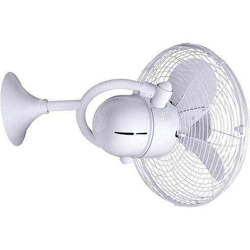 Matthews Fan Kaye Oscillating Wall Fan, Gloss White/Metal Wood Blades