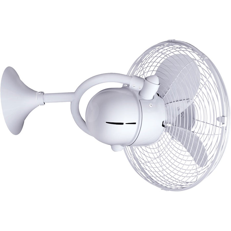 Matthews Fans Kaye 13in 3-Blade Oscillating Wall Fan | Gloss White Cast Aluminum | Covered Patio & Sunroom | 13 x 13 in | Model KC-WH