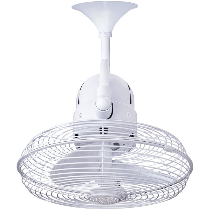Matthews Fan Kaye Oscillating Wall Fan, Gloss White/Metal Wood Blades