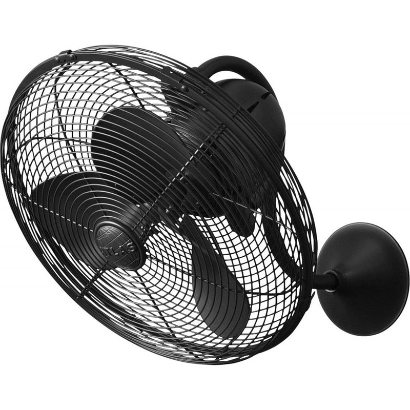 Matthews Fans Laura 16in 3-Blade Oscillating Wall Fan | Matte Black Cast Aluminum | Covered Patio & Sunroom | 19.5 x 16 x 14.5 in | Model LL-BK