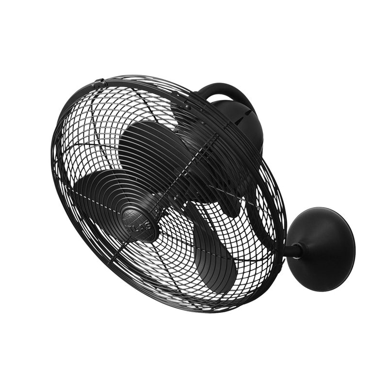 Matthews Fans Laura 16in 3-Blade Oscillating Wall Fan | Matte Black Cast Aluminum | Covered Patio & Sunroom | 19.5 x 16 x 14.5 in | Model LL-BK