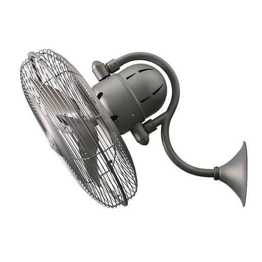 Matthews Fan Laura 16in Wall Fan | Brushed Nickel Metal | Bedroom & Covered Patio | 16 x 14.5 x 5.5 in | Model LL-BN