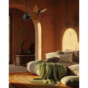 Matthews Fans Lindsay 52in 1-Light LED Ceiling Fan | Matte Black and Walnut Solid Wood Blades | Living Room & Bedroom | Model LW-BK-WA