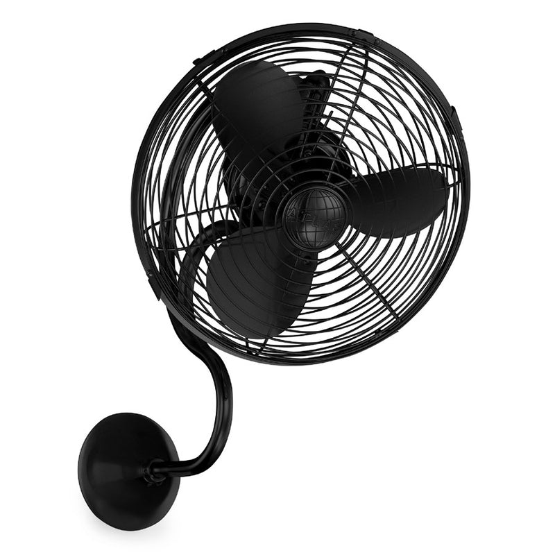 Matthews Fans Melody 13in 3-Blade Oscillating Wall Fan | Art Nouveau Matte Black Cast Aluminum | Bedroom & Covered Patio | Model ME-BK