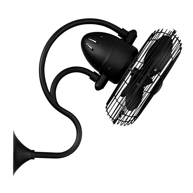 Matthews Fans Melody 13in 3-Blade Oscillating Wall Fan | Art Nouveau Matte Black Cast Aluminum | Bedroom & Covered Patio | Model ME-BK