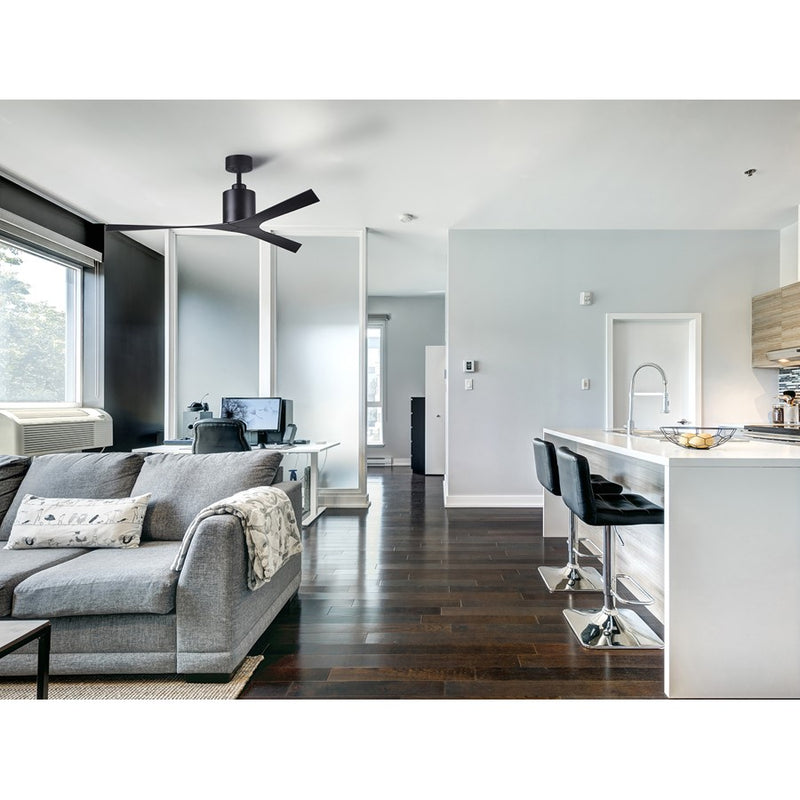 Matthews Fans Molly 56in 3-Blade Ceiling Fan | Contemporary Matte Black Cast Aluminum | Great Rooms & Open Living | 56 x 56 x 12 in | Model MK-BK-BK