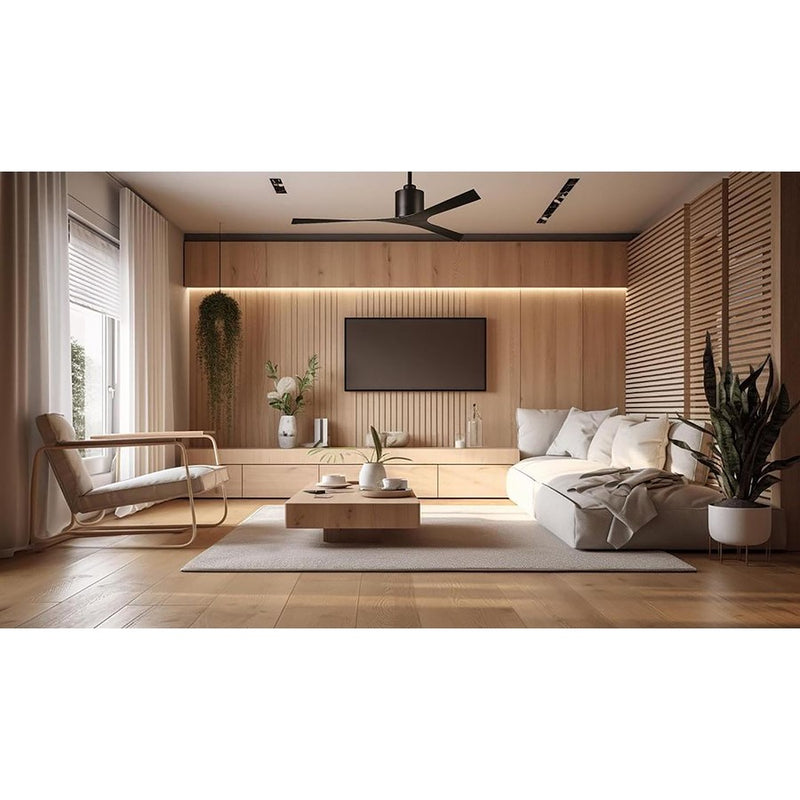 Matthews Fans Molly 56in 3-Blade Ceiling Fan | Contemporary Matte Black Cast Aluminum | Great Rooms & Open Living | 56 x 56 x 12 in | Model MK-BK-BK