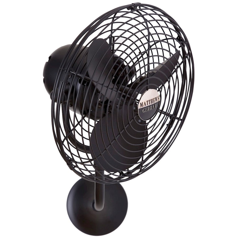 Matthews Fan Company Michelle Parede 19in Directional Wall Fan | Matte Black Metal | Indoor & Covered Patio | 13 x 20 x 16 in | Model MP-BK-MTL