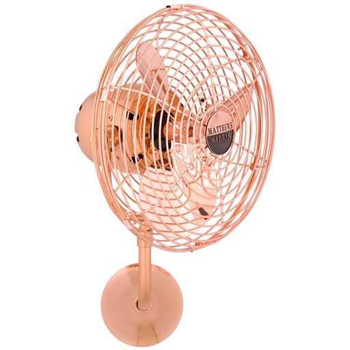 Matthews Fan Company Michelle Parede 19in Directional Wall Fan | Brushed Copper Metal | Indoor & Covered Patio | 13 x 20 x 16 in | Model MP-BRCP-MTL